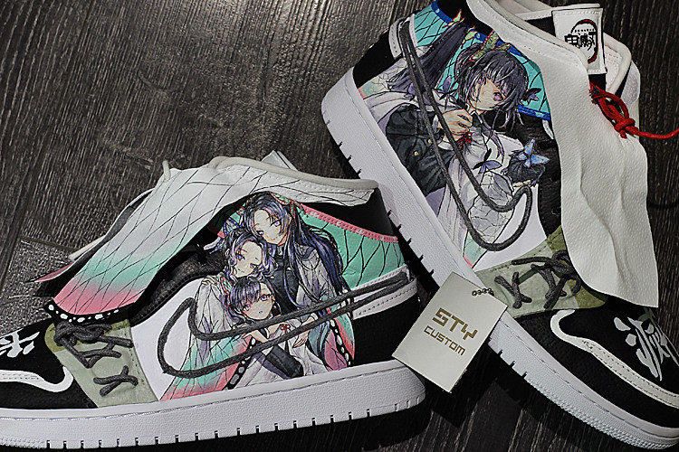 STY custom air jordan 1 AJ1全白 球鞋手绘改制 鬼灭之刃 蝴蝶忍