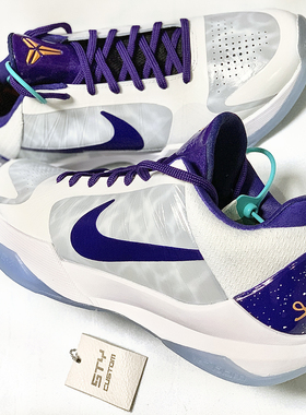 STY定制Nike Kobe5 ZK5 科比5 白紫太阳PE布克上脚实战低帮篮球鞋