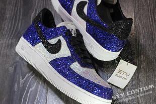 air force 水晶鞋 custom球鞋 婚鞋 璀璨亮片 定制 白蓝 STY