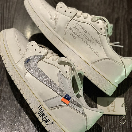 Air Jordan1 Low OG 复古做旧全白 ow联名AJ1低帮篮球运动鞋男子