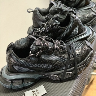 男女黑鳄鱼纹 厚底增高运动鞋 STY定制巴黎3xl做旧老爹鞋 女2025新款