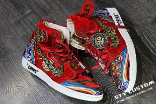jordan air AJ1 马年限定 九五之尊龙纹丝绸中国风婚鞋 STY定制
