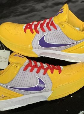 STY定Nike Zoom Kobe 4 ZK4 PE白黄圣诞大战 耐高科比4篮球鞋男