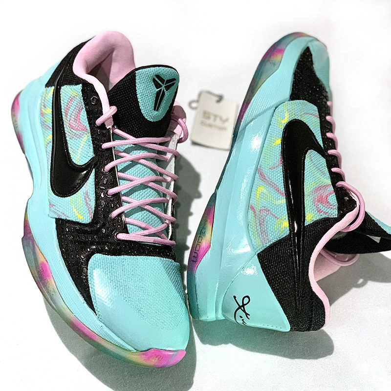 STY定制Nike Kobe5 ZK5 科比5小丑紫金李小龙 德罗赞PE低帮篮球鞋