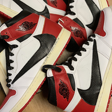 STY定制 Air jordan 1 high AJ1芝加哥白红高帮篮球鞋 倒钩TS联名