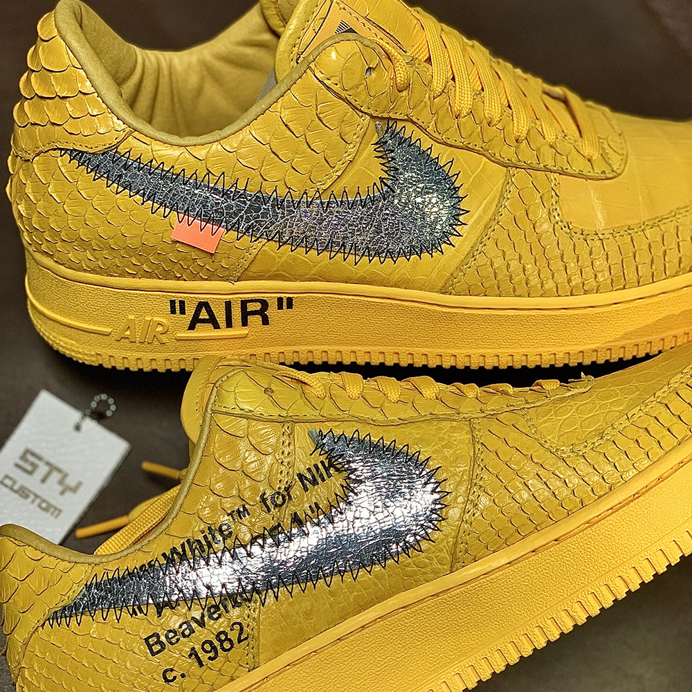 NIKE air force 1 AF1 OW联名款 黄色艺术馆 鳄鱼纹 低帮耐克板鞋