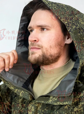 俄罗斯俄军公发VKBO lv6 EMR迷彩硬壳作战服套装绿人连帽防水罩衣