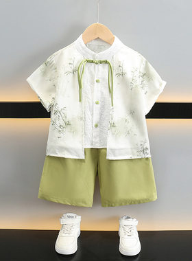 新中式男童服9夏装5套装6宝宝7汉服8纯棉3岁4儿童洋气2中国风2026