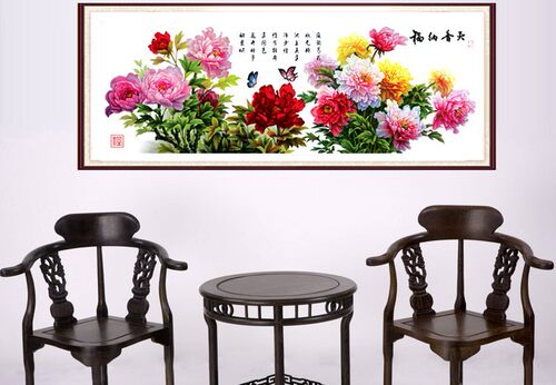 大幅新款十字绣客厅大画天香纳福