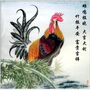 精准印花法国正品DMC十字绣 公鸡平安大吉 雄鸡报晓