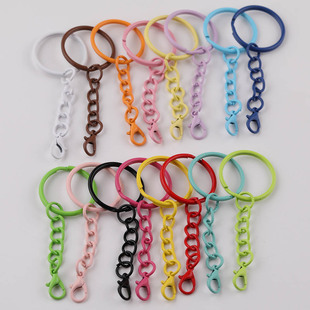 彩色烤漆光圈链龙虾扣 diy手工自制拼豆玩偶钥匙扣饰品材料小配件