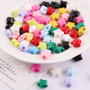 亚克力彩色亮面直孔五角星串珠 diy手工自制手机链钥匙扣饰品配件