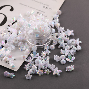 极光白色幻彩混款雪花喇叭花亚克力 diy手工自制古风头饰发簪材料