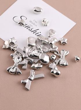 白K塑料CCB不规则蝴蝶结散珠 diy手工自制手机链串珠饰品材料配件