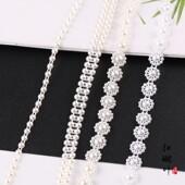 diy饰品配件链条太阳花贴片ABS仿珍珠服饰辅料发卡头箍装 饰链一米