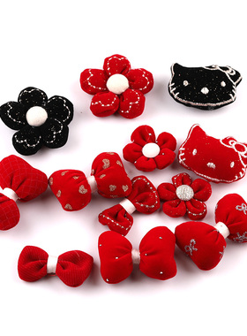 红色喜庆充棉蝴蝶结花朵 diy手工自制发夹玩偶配饰材料饰品小配件