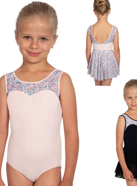 舞蹈共和 Grishko进口儿童芭蕾连体服小碎花练功衣黑粉1980清仓