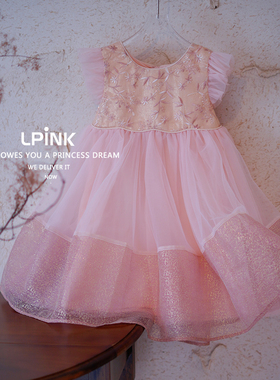 【Lpink童装】新款洋气宝宝国风重工刺绣文竹系列连衣裙 90019