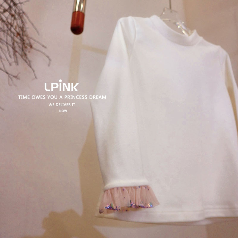 洋气女童百搭炫彩鎏金网纱打底衫