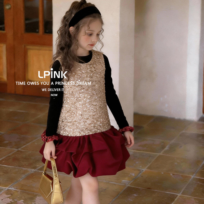 【Lpink童装】秋冬季新款洋气女童百搭亮片拼接袖口打底衫 93134,童装/婴儿装/亲子装,T恤,淘宝优惠券,粉丝福利购,淘宝优惠卷