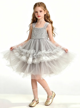 【Lpink童装】女童夏款洋气宝宝吊带背心礼服连衣裙 10023