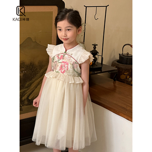 【TK童装】女童夏新款洋气宝宝中国风重工亮片无袖连衣裙8515