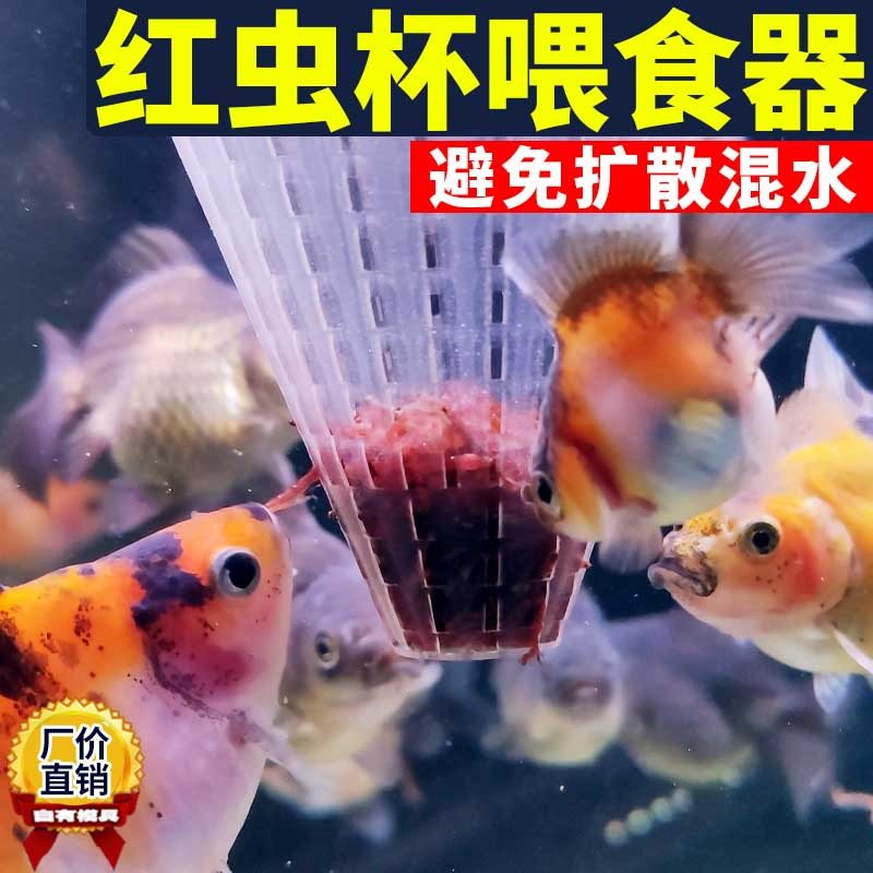 红虫杯鱼缸红虫投食圈防飘散喂食圈鱼虫漏斗喂食器冻赤虫线虫血虫