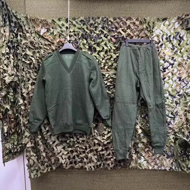 正品老货武绿绒衣裤套装内穿保暖防寒秋冬季加厚V领硬汉工装服