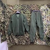 加厚V领硬汉工装 正品 内穿保暖防寒秋冬季 套装 服 老货武绿绒衣裤