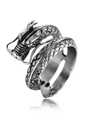 时尚风复古中国龙男士钛钢戒指