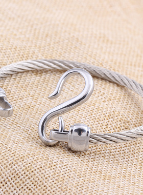 时尚钛钢女式手镯 钛钢鱼钩形8字钛钢手镯 闺蜜手环