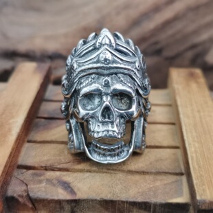 时尚钛钢戒指 独特的哥特式头骨戒指 铸造骷髅钛钢男款戒指指环