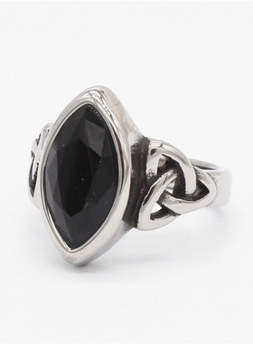 时尚钛钢男款戒指  北欧维京海盗凯尔特宝石钛钢戒指指环