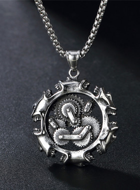 时尚风钛钢复古做旧机械齿轮吊坠