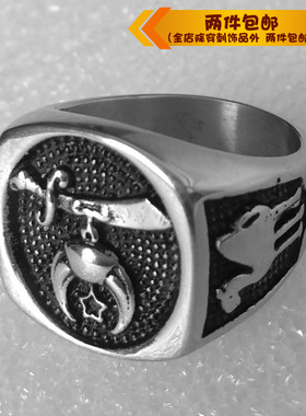 钛钢戒指指环宗教风复古钛钢戒指