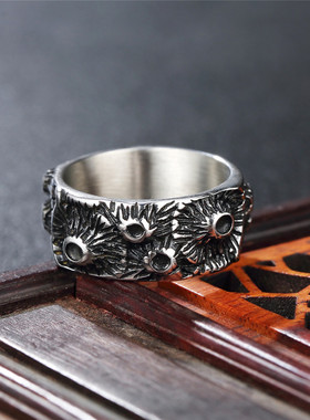 欧美风复古男士钛钢戒指