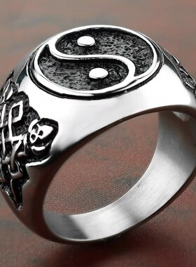 时尚钛钢戒指 阴阳戒指 欧美创意图戒指 男款戒指指环