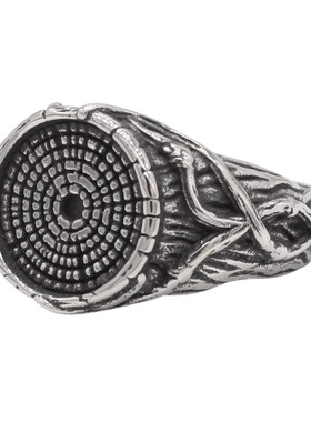 时尚钛钢男款戒指 欧美复古生命树年轮戒指 圆形男士钛钢戒指指环