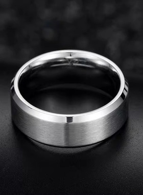 时尚钛钢戒指 拉丝哑光黑色钛钢戒指 简约男女钛钢戒指指环