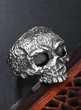 欧美风复古骷髅男士钛钢戒指