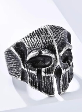 时尚钛钢戒指 欧美复古斯巴达勇士骷髅头戒指 面具钛钢戒指指环