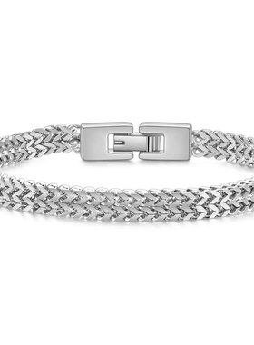 时尚钛钢手链 潮男嘻哈RapHap钛钢6MM粗龙骨蛇链手链男式钛钢手链