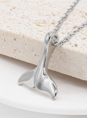 时尚钛钢项链海豚尾巴鲸鱼吊坠