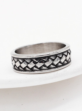 时尚钛钢男款戒指欧美复古简约