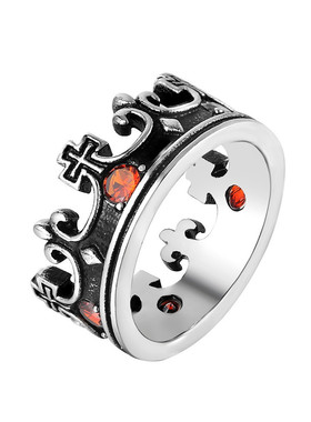 红宝石哥特风钛钢戒指