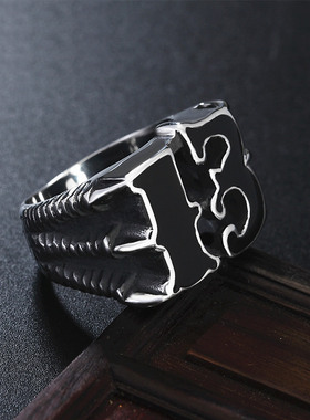 时尚钛钢男款戒指 欧美个性复古数字13钛钢戒指潮男指环