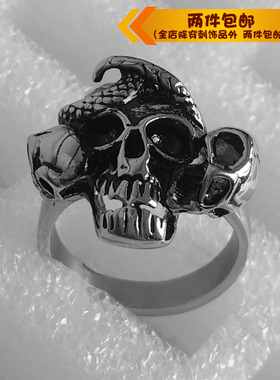 霸气风骷髅头钛钢戒指