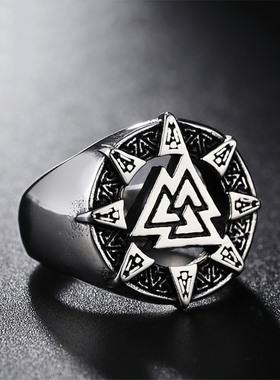 欧美风符号男士钛钢戒指