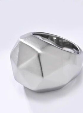 时尚钛钢戒指 INS欧美夸张几何切割女款食指戒 哑光钛钢戒指指环