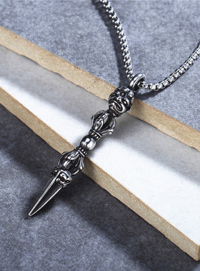 时尚钛钢项链 个性复古金刚杵钛钢吊坠 男款钛钢项链